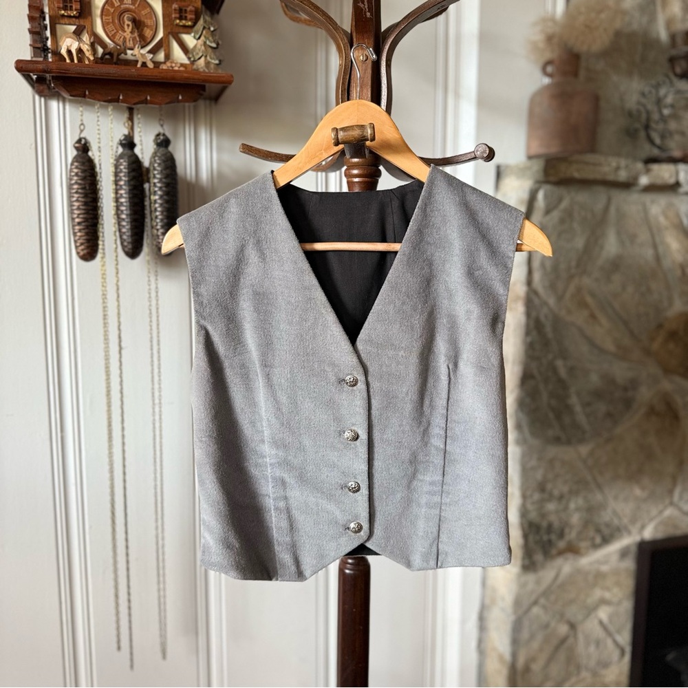 Vintage Semi Cropped Grey Waistcoat Vest